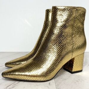 Marc Fisher Jina Gold Leather Bootie 5M